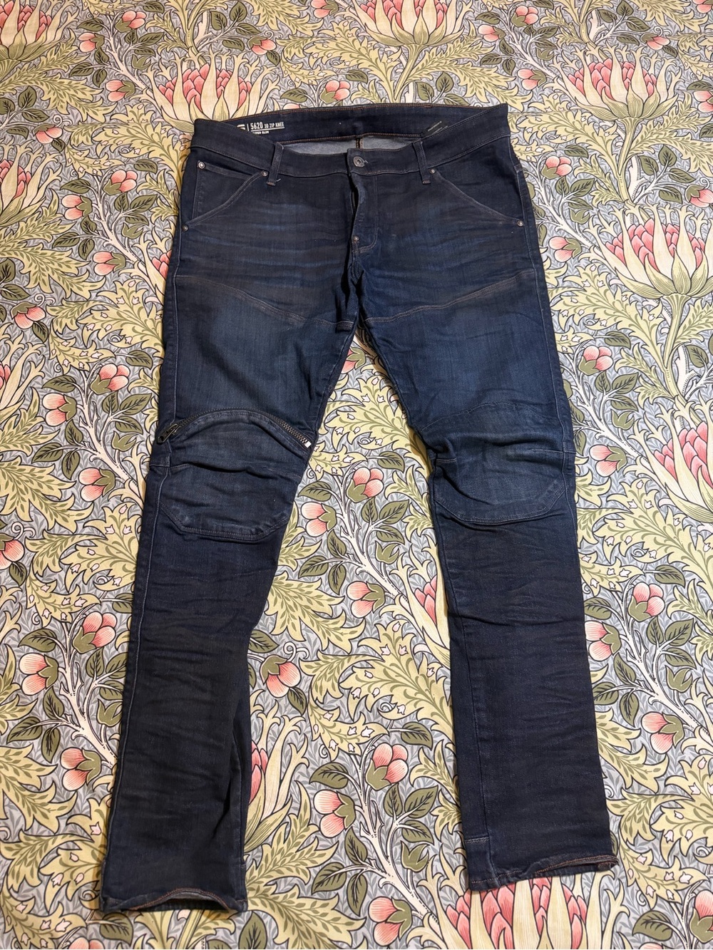 G -Star Raw 5620 3D Zip Knee Men's Dark Blue Super Slim Fit Moto Jeans Size36/30